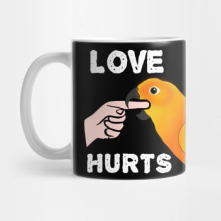 Love Hurts Sun Conure Parrot Biting Mug